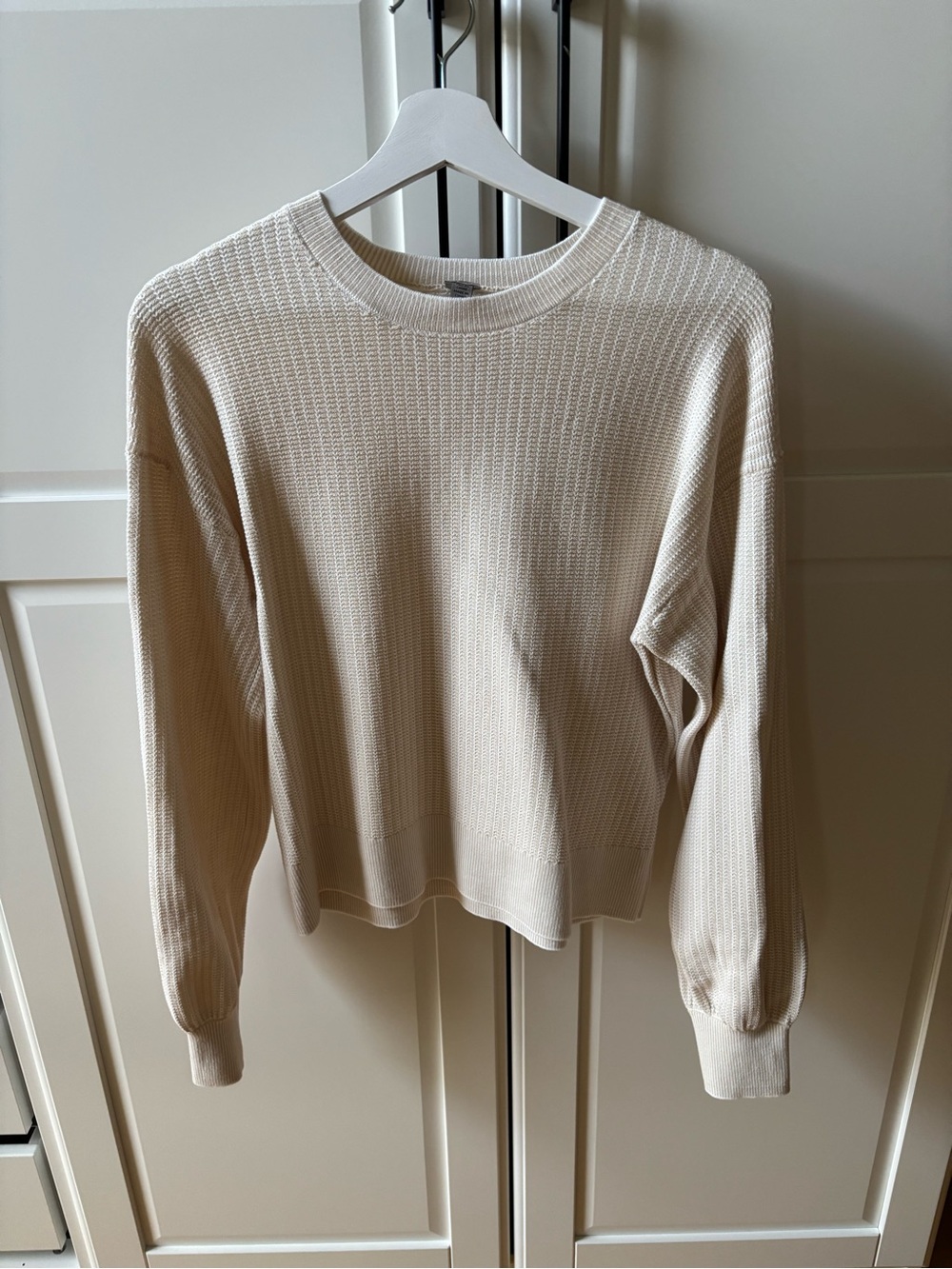 Tristan Cream Waffle Knit Crewneck Sweater